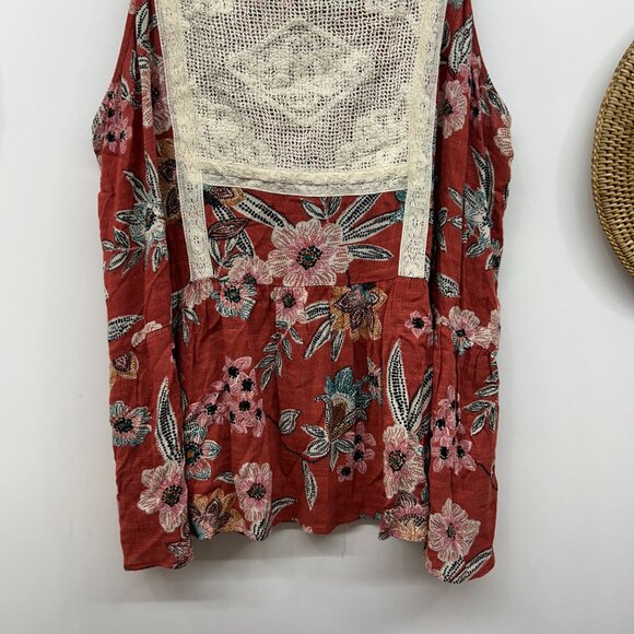 Maurices Boho Red Flower Floral Crochet Sleeveless Tank Top Plus Size 1X - Picture 4 of 7